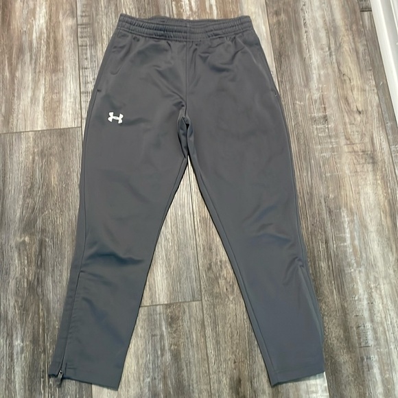 Under Armour Gray Tapered Zipper Bottom Jogger Pants Boys Large - Picture 1 of 7